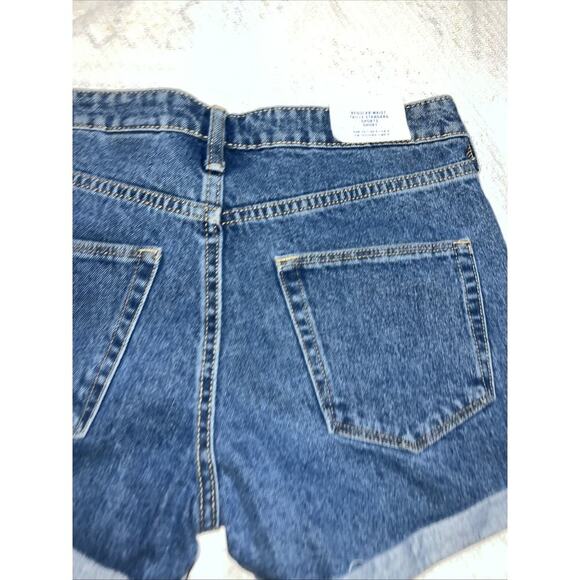 H&M Women Size 4 Shorts Regular Waist Blue Jean Denim Rolled Hem NEW - Picture 4 of 7